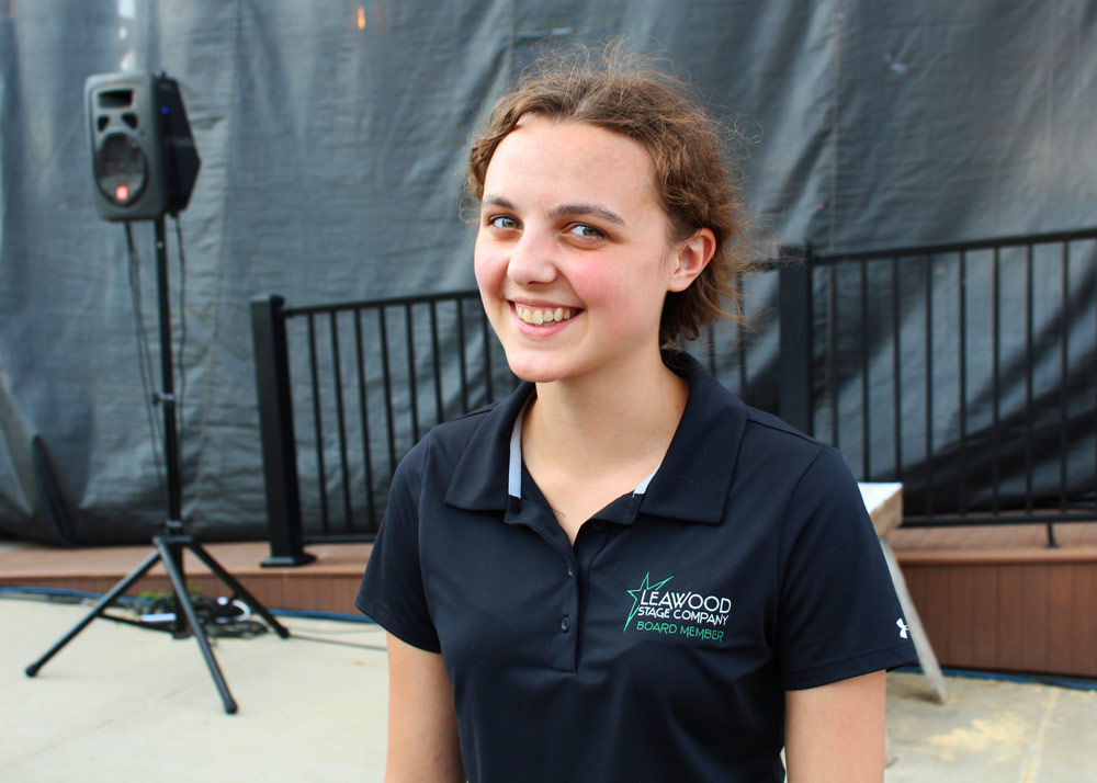 A student advisor for Leawood Stage Company community theatre near Kansas City volunteering at the summer musical Kiss Me Kate