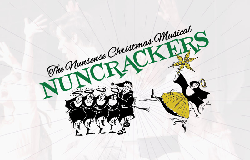 Logo for Nuncrackers a Nunsense Christmas Community Theatre Musical at Leawood Stage Company near Kansas City
