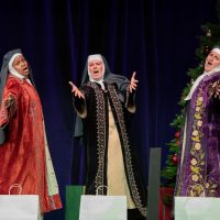 A group of community theatre actors in Leawood Stage Company's musical Nuncrackers, a Nunsense Christmas Musical